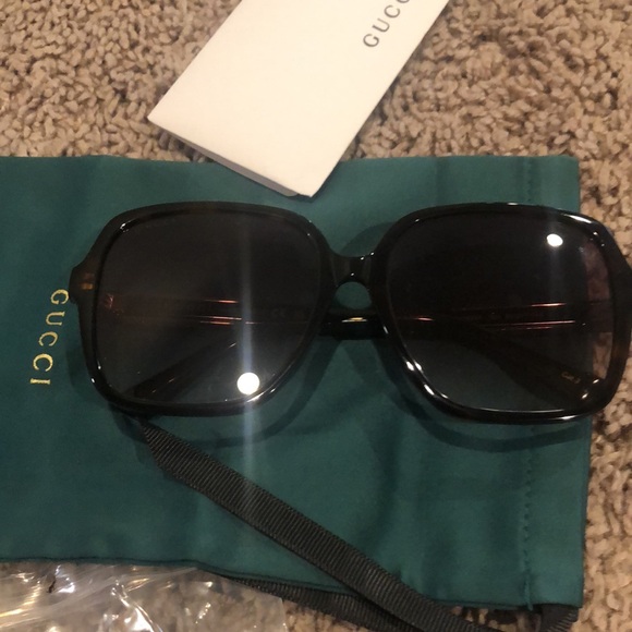 (NWT) Gucci RECTANGULAR FRAME SUNGLASSES Havana brown - Picture 5 of 13